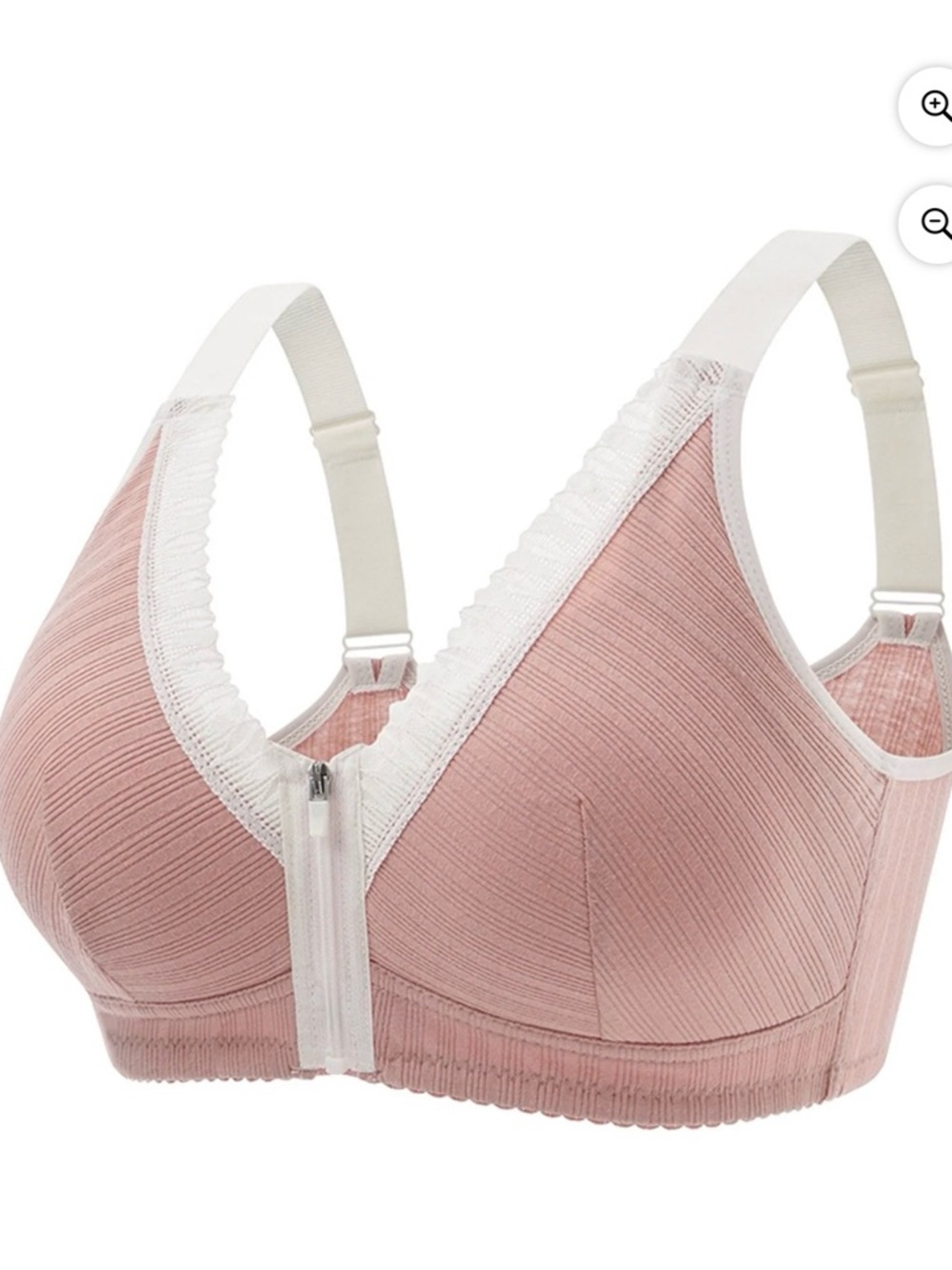 3X Front-Zip Wireless Pink Bra